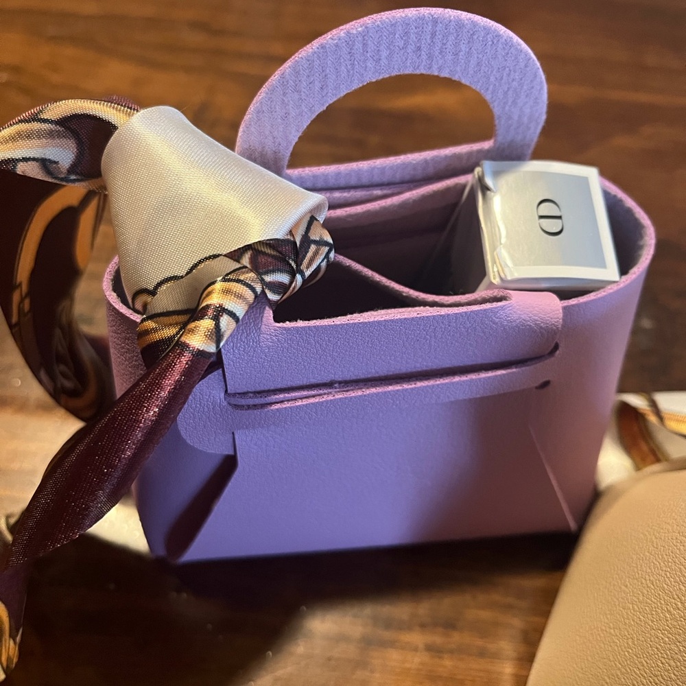 Authentic Christian Dior Mini Tote Bag with Printed Silk Twilly - Picture 4 of 16